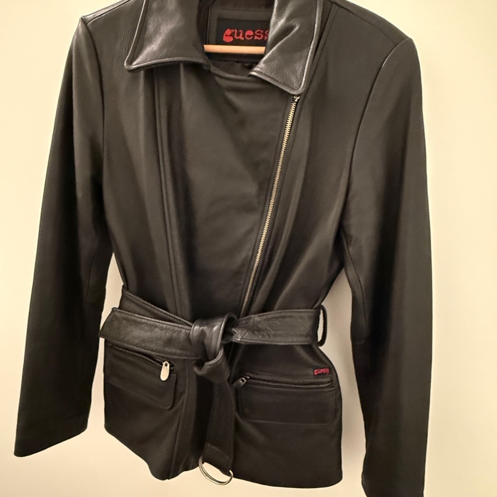 Guess Moto Style Black Leather Jacket